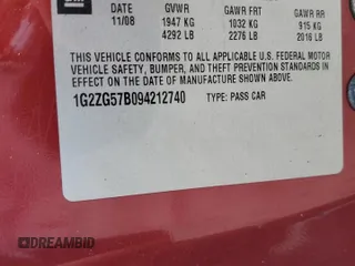 2009 Pontiac G6 1SA с VIN 1G2ZG57B094212740, выставлен на аукционе Copart как лот 59917775 с пробегом 186 622 миль миль и Чистый • Clean title. История ставок и продаж доступна на DreamBid. Изображение 13.