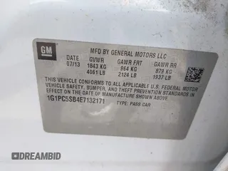 2014 Chevrolet Cruze 1LT with VIN 1G1PC5SB4E7132171, listed as a IAAI auction lot 42532531 with 132,012 mi miles and . Bid and sale history available at DreamBid. Image 9.