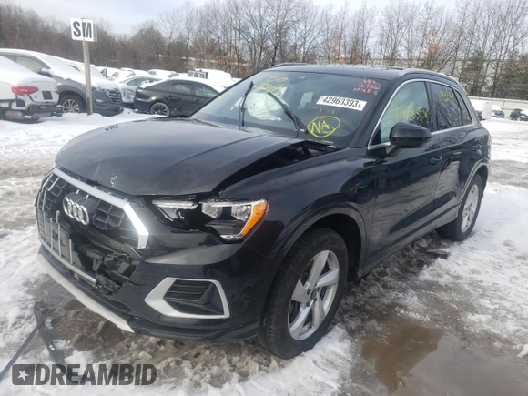 2022 Audi Q3 Premium with VIN WA1AUCF34N1001093, listed as a Copart auction lot 42963393 with 21,932 mi miles and . Bid and sale history available at DreamBid. Image 1.