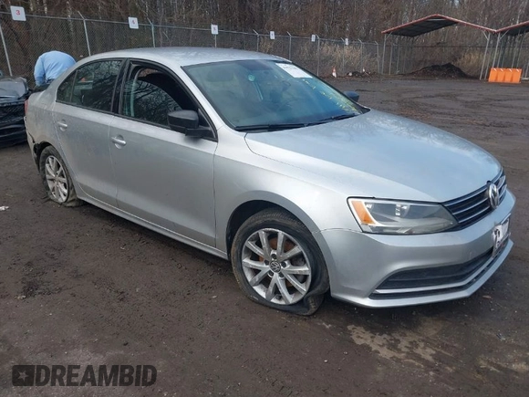 2015 Volkswagen Jetta Sedan 1.8T SE with VIN 3VWD17AJ3FM342172, listed as a IAAI auction lot 41527501 with 108,173 mi miles. Bid and sale history available at carsss.com. Image 1.