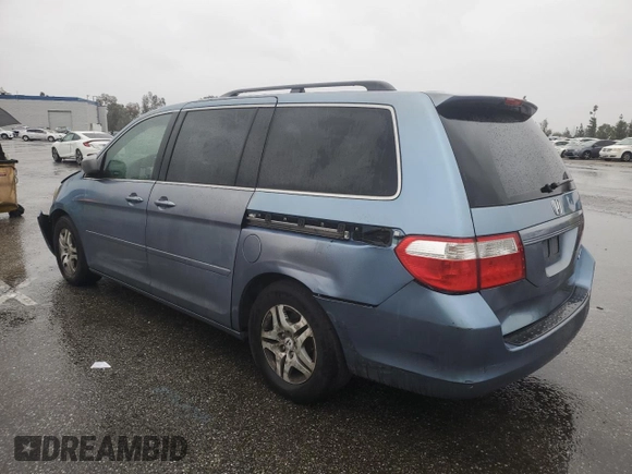 2005 Honda Odyssey EX with VIN 5FNRL384X5B047682, listed as a Copart auction lot 47988485 with 201,593 mi miles and Salvage Title. Bid and sale history available at carsss.com. Image 2.