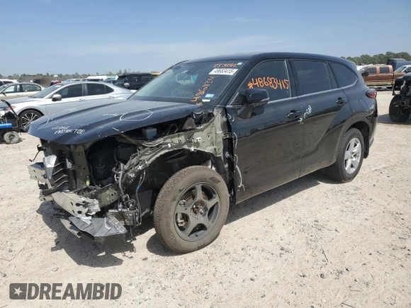 2022 Toyota Highlander LE z VIN 5TDZZRAH4NS092272, wystawiony jako Copart lot #48683415 z przebiegiem 54 116 mil mil oraz Szkoda całkowita • Salvage title. Historia ofert i sprzedaży dostępna na DreamBid. Obrazek 1.