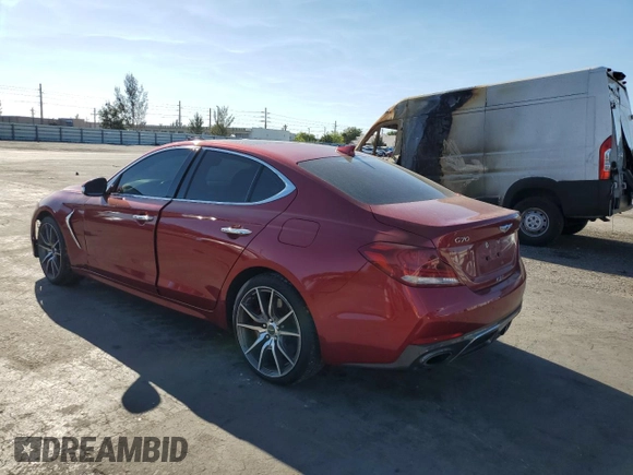 2020 Genesis G70 3.3T with VIN KMTG34LEXLU057731, listed as a Copart auction lot 48794325 with 93,504 mi miles and Salvage title. Bid and sale history available at DreamBid. Image 2.