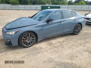 2021 Infiniti Q50 Red Sport 400 with VIN JN1FV7DPXMM850473, listed as a Copart auction lot 67663204 with 63,692 mi miles and Salvage Title. Bid and sale history available at DreamBid. Image 1.