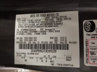 2012 Ford Fusion SE with VIN 3FAHP0HG7CR249339, listed as a IAAI auction lot 41978356 with 122,297 mi miles and . Bid and sale history available at DreamBid. Image 9.