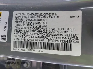 2023 Honda Accord Sport-L with VIN 1HGCY2F78PA064279, listed as a IAAI auction lot 42256226 with Not provided miles and . Bid and sale history available at DreamBid. Image 9.