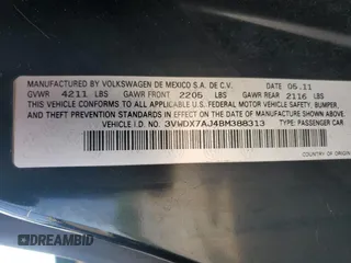 2011 Volkswagen Jetta SE с VIN 3VWDX7AJ4BM388313, выставлен на аукционе Copart как лот 59419305 с пробегом 196 087 миль миль и Чистый • Clean title. История ставок и продаж доступна на DreamBid. Изображение 12.