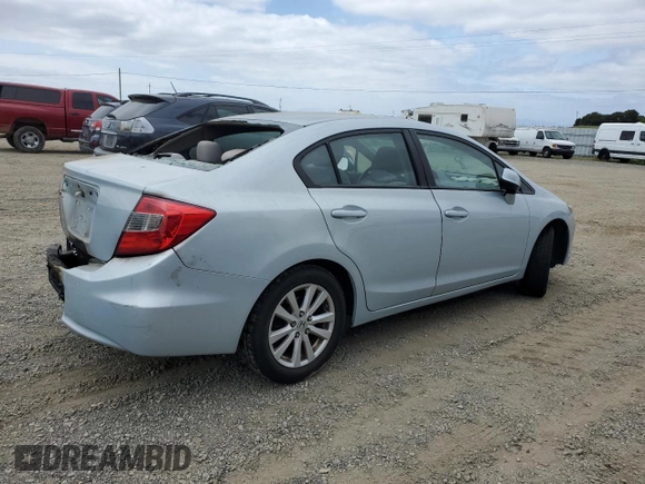 2012 Honda Civic EX with VIN 2HGFB2F86CH579963, listed as a Copart auction lot 53362995 with Not Provided miles and Non Repairable. Bid and sale history available at DreamBid. Image 3.
