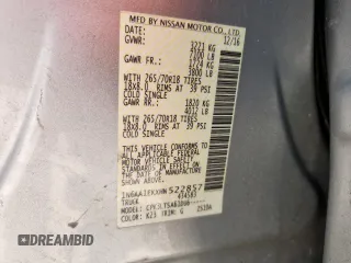 2017 Nissan Titan SV with VIN 1N6AA1EKXHN522857, listed as a Copart auction lot 61134785 with 168,380 mi miles and Salvage title. Bid and sale history available at DreamBid. Image 13.