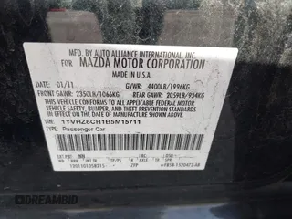2011 Mazda 6 i Grand Touring with VIN 1YVHZ8CH1B5M15711, listed as a IAAI auction lot 41917320 with 152,128 mi miles and . Bid and sale history available at DreamBid. Image 9.
