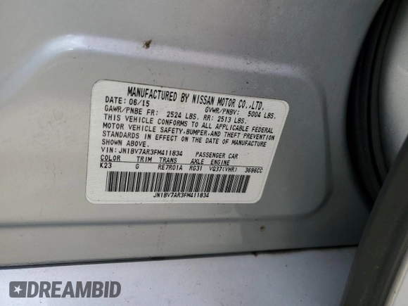 2015 Infiniti Q50 Premium with VIN JN1BV7AR3FM411834, listed as a Copart auction lot 48333555 with 129,346 mi miles and Salvage Title. Bid and sale history available at carsss.com. Image 12.
