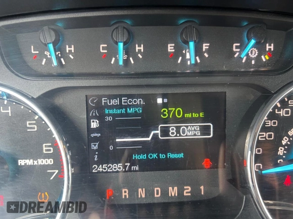 2012 Ford F-150 XL with VIN 1FTFW1ET6CFA07070, listed as a Copart auction lot 53743175 with 245,287 mi miles and Clean Title. Bid and sale history available at DreamBid. Image 8.
