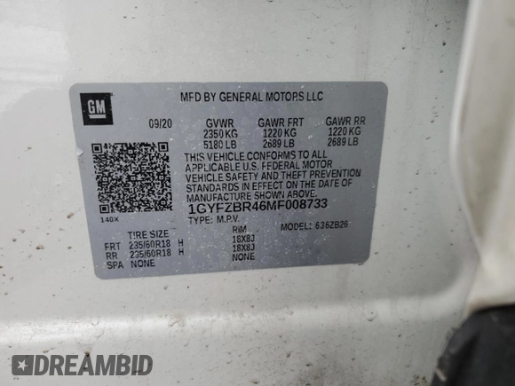 2021 Cadillac XT4 AWD Luxury with VIN 1GYFZBR46MF008733, listed as a Copart auction lot 44559685 with 46,061 mi miles and Salvage Title. Bid and sale history available at carsss.com. Image 13.