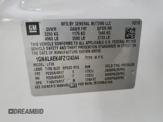 2015 Chevrolet Equinox LS with VIN 1GNALAEK4FZ124344, listed as a Copart auction lot 48676175 with 118,900 mi miles and Salvage Title. Bid and sale history available at DreamBid. Image 13.