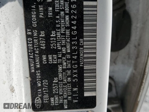 2020 Kia Optima LX z VIN 5XXGT4L33LG442261, wystawiony jako Copart lot #53684595 z przebiegiem Nie podano mil oraz Nie do naprawy. Historia ofert i sprzedaży dostępna na DreamBid. Obrazek 13.