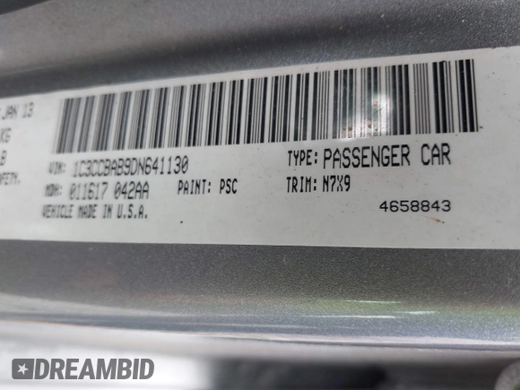 2013 Chrysler 200 LX with VIN 1C3CCBAB9DN641130, listed as a IAAI auction lot 41714609 with 175,465 mi miles. Bid and sale history available at carsss.com. Image 9.
