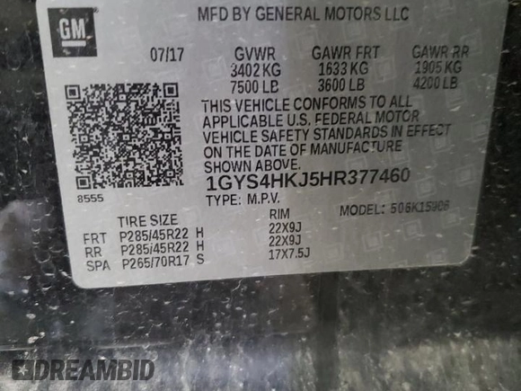 2017 Cadillac Escalade ESV Luxury z VIN 1GYS4HKJ5HR377460, wystawiony jako Copart lot #41507575 z przebiegiem 135 228 mil mil oraz Szkoda całkowita • Salvage title. Historia ofert i sprzedaży dostępna na DreamBid. Obrazek 13.