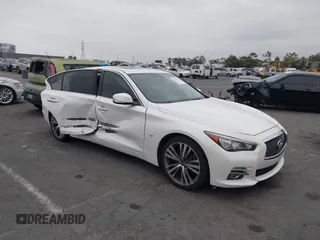 2015 Infiniti Q50 with VIN JN1BV7AP4FM352727, listed as a IAAI auction lot 42353137 with 89,580 mi miles and . Bid and sale history available at DreamBid. Image 1.