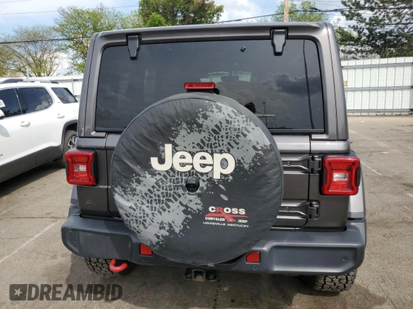 2020 Jeep Wrangler Unlimited Rubicon with VIN 1C4HJXFG4LW247603, listed as a Copart auction lot 55247645 with 44,791 mi miles and Salvage title. Bid and sale history available at DreamBid. Image 6.