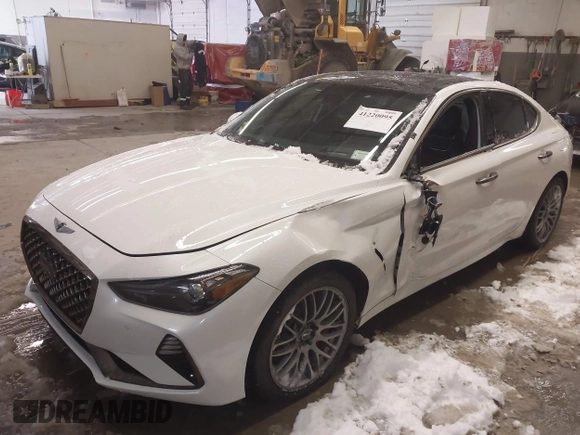 2020 Genesis G70 3.3T with VIN KMTG34LE6LU053580, listed as a IAAI auction lot 41220095 with 75,219 mi miles and . Bid and sale history available at DreamBid. Image 2.