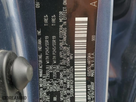 2015 Toyota Highlander Limited with VIN 5TDDKRFH2FS091324, listed as a Copart auction lot 49255995 with 87,679 mi miles and Salvage Title. Bid and sale history available at carsss.com. Image 14.