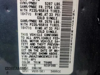 2014 Nissan Murano SL z VIN JN8AZ1MW3EW531118, wystawiony jako Copart lot #55425015 z przebiegiem Nie podano mil oraz Szkody całkowita. Historia ofert i sprzedaży dostępna na DreamBid. Obrazek 14.