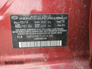 2014 Hyundai Elantra SE with VIN 5NPDH4AE7EH534358, listed as a Copart auction lot 53651345 with 152,845 mi miles and Salvage Title. Bid and sale history available at DreamBid. Image 12.