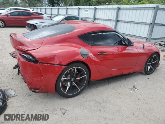 2021 Toyota GR Supra 3.0 with VIN WZ1DB0C06MW034973, listed as a Copart auction lot 59901174 with 0 mi miles and Salvage Title. Bid and sale history available at carsss.com. Image 3.