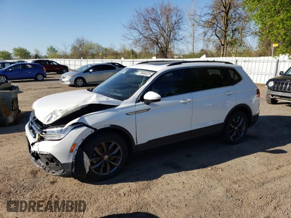 2022 Volkswagen Tiguan SE with VIN 3VV2B7AX9NM127634, listed as a Copart auction lot 55668325 with 47,734 mi miles and Salvage title. Bid and sale history available at DreamBid. Image 1.