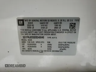 2013 Cadillac SRX Premium Collection с VIN 3GYFNJE35DS549948, выставлен на аукционе Copart как лот 45654295 с пробегом 79 793 миль миль и Чистый • Clean title. История ставок и продаж доступна на DreamBid. Изображение 13.