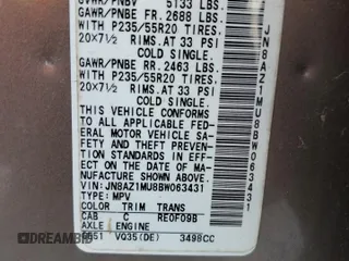 2011 Nissan Murano LE with VIN JN8AZ1MU8BW063431, listed as a Copart auction lot 55163495 with 177,887 mi miles and Salvage Title. Bid and sale history available at DreamBid. Image 13.