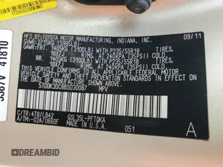 2011 Toyota Sienna XLE with VIN 5TDDK3DC8BS030087, listed as a Copart auction lot 53396705 with 223,482 mi miles and Salvage Title. Bid and sale history available at DreamBid. Image 13.