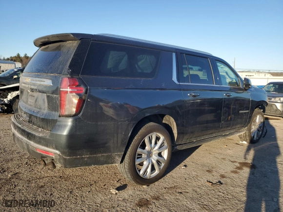 2021 Chevrolet Suburban High Country with VIN 1GNSKGKL0MR100370, listed as a Copart auction lot 42916425 with 100,541 mi miles and Salvage Title. Bid and sale history available at carsss.com. Image 3.