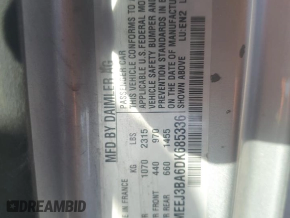 2013 Smart fortwo Pure with VIN WMEEJ3BA6DK685336, listed as a Copart auction lot 52545885 with Not provided miles and Salvage title. Bid and sale history available at DreamBid. Image 12.