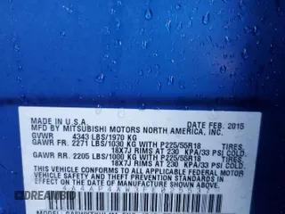2015 Mitsubishi Outlander Sport 2.4 GT with VIN 4A4AP4AW3FE025537, listed as a Copart auction lot 44140035 with 62,422 mi miles and Salvage Title. Bid and sale history available at carsss.com. Image 13.