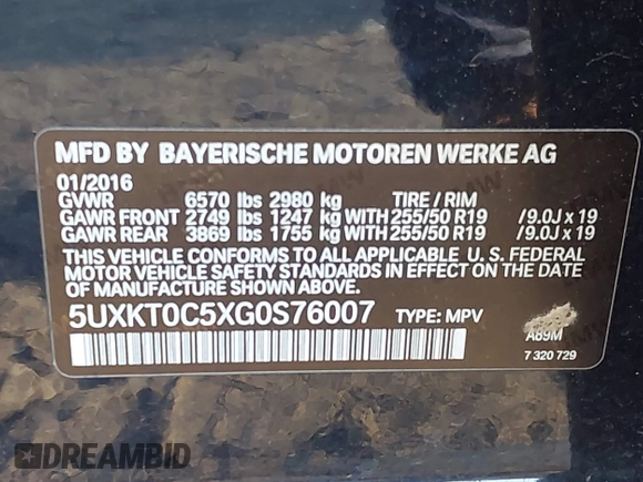 2016 BMW X5 xDrive40e z VIN 5UXKT0C5XG0S76007, wystawiony jako IAAI lot #41463768 z przebiegiem 111 337 mil mil oraz . Historia ofert i sprzedaży dostępna na DreamBid. Obrazek 9.