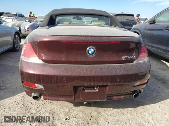 2007 BMW 6 Series 650i with VIN WBAEK13567CN80454, listed as a Copart auction lot 75070664 with 32,610 mi miles and Salvage Title. Bid and sale history available at carsss.com. Image 6.