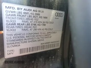2021 Audi SQ8 Premium Plus z VIN WA1AWBF19MD002837, wystawiony jako Copart lot #46600055 z przebiegiem 98 818 mil mil oraz Czysty tytuł • Clean title. Historia ofert i sprzedaży dostępna na DreamBid. Obrazek 13.