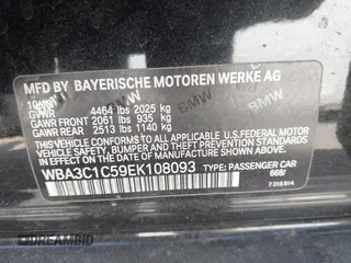 2014 BMW 3 Series 328i with VIN WBA3C1C59EK108093, listed as a IAAI auction lot 41965358 with 113,351 mi miles. Bid and sale history available at carsss.com. Image 9.