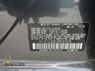 2024 Subaru Impreza with VIN JF1GUABCXR8343676, listed as a Copart auction lot 59534264 with 3,141 mi miles and Salvage Title. Bid and sale history available at carsss.com. Image 12.