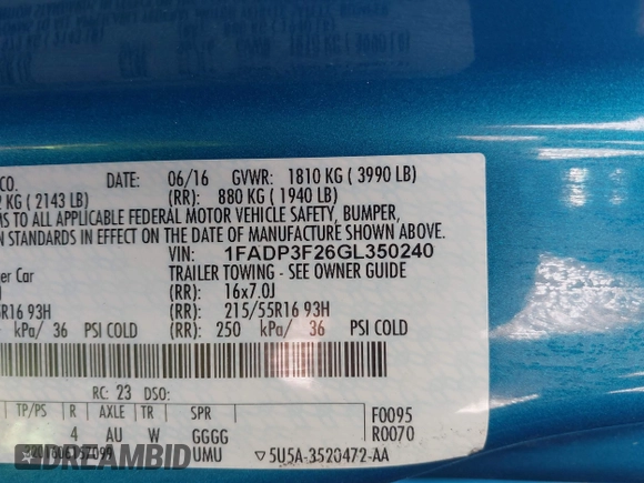 2016 Ford Focus SE with VIN 1FADP3F26GL350240, listed as a IAAI auction lot 41997300 with 84,871 mi miles. Bid and sale history available at carsss.com. Image 9.