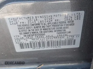 2019 Nissan Sentra SV with VIN 3N1AB7AP7KY255646, listed as a IAAI auction lot 39419789 with 118,216 mi miles and . Bid and sale history available at DreamBid. Image 9.