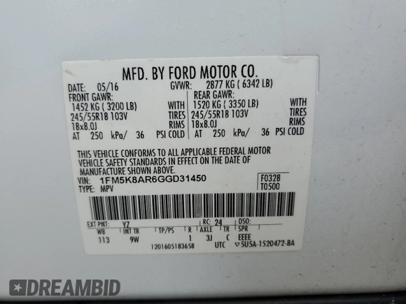 2016 Ford Utility Police Interceptor with VIN 1FM5K8AR6GGD31450, listed as a Copart auction lot 74237674 with 51,949 mi miles and Salvage Title. Bid and sale history available at carsss.com. Image 13.