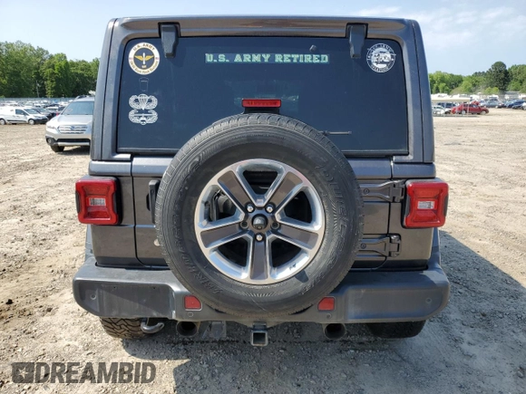 2018 Jeep Wrangler Unlimited Sahara with VIN 1C4HJXEG5JW221302, listed as a Copart auction lot 58010785 with 96,211 mi miles and Salvage title. Bid and sale history available at DreamBid. Image 6.