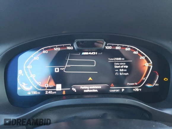 2023 BMW X4 M40i with VIN 5UX43DT00P9R86047, listed as a Copart auction lot 47321295 with 21,640 mi miles and Salvage title. Bid and sale history available at DreamBid. Image 9.
