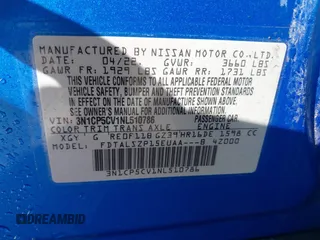 2022 Nissan Kicks SV with VIN 3N1CP5CV1NL510786, listed as a IAAI auction lot 41600316 with 82,374 mi miles and . Bid and sale history available at carsss.com. Image 9.
