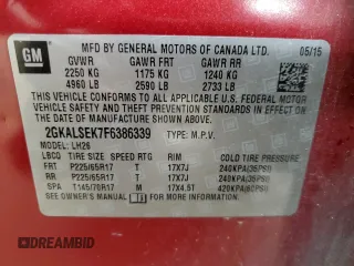 2015 GMC Terrain SLT with VIN 2GKALSEK7F6386339, listed as a Copart auction lot 44864865 with 93,737 mi miles and Salvage Title. Bid and sale history available at carsss.com. Image 15.