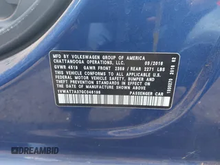 2016 Volkswagen Passat 1.8T S with VIN 1VWAT7A37GC046198, listed as a IAAI auction lot 40453774 with 78,257 mi miles. Bid and sale history available at carsss.com. Image 9.