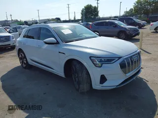 2021 Audi e-tron Premium with VIN WA1AAAGE3MB009241, listed as a IAAI auction lot 42603854 with 43,486 mi miles and . Bid and sale history available at DreamBid. Image 1.