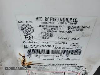 2010 Ford F-150 XL with VIN 1FTFW1EV3AFB31716, listed as a Copart auction lot 61506375 with 286,144 mi miles and Clean title. Bid and sale history available at DreamBid. Image 12.